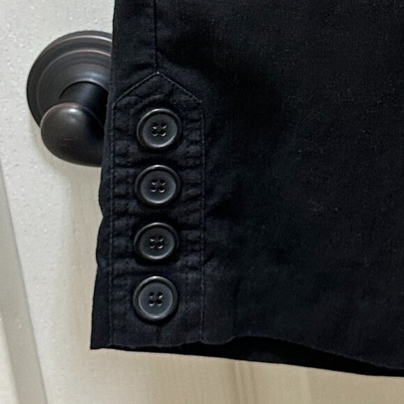 Ann Taylor Loft Women's 100% Linen Pleated Capri Pant Size 12P Black Wide Legs - Picture 8 of 15